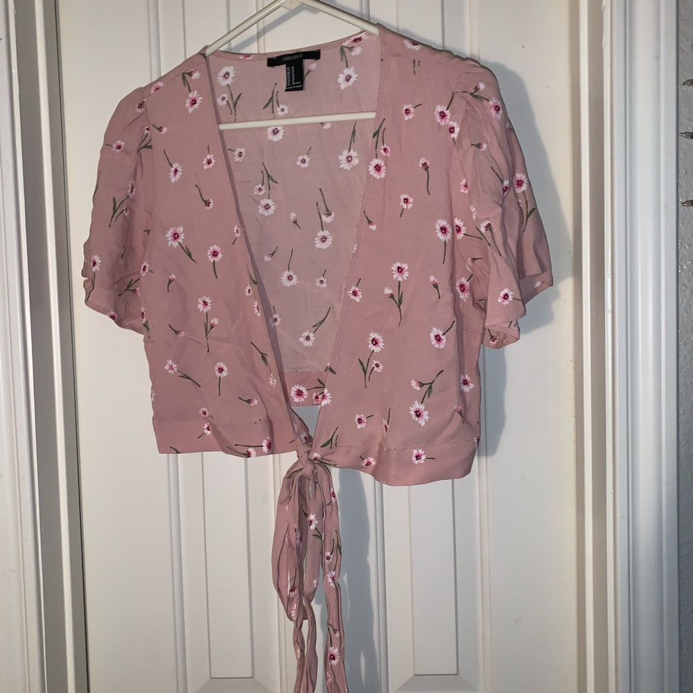 Pink Tie Around Crop